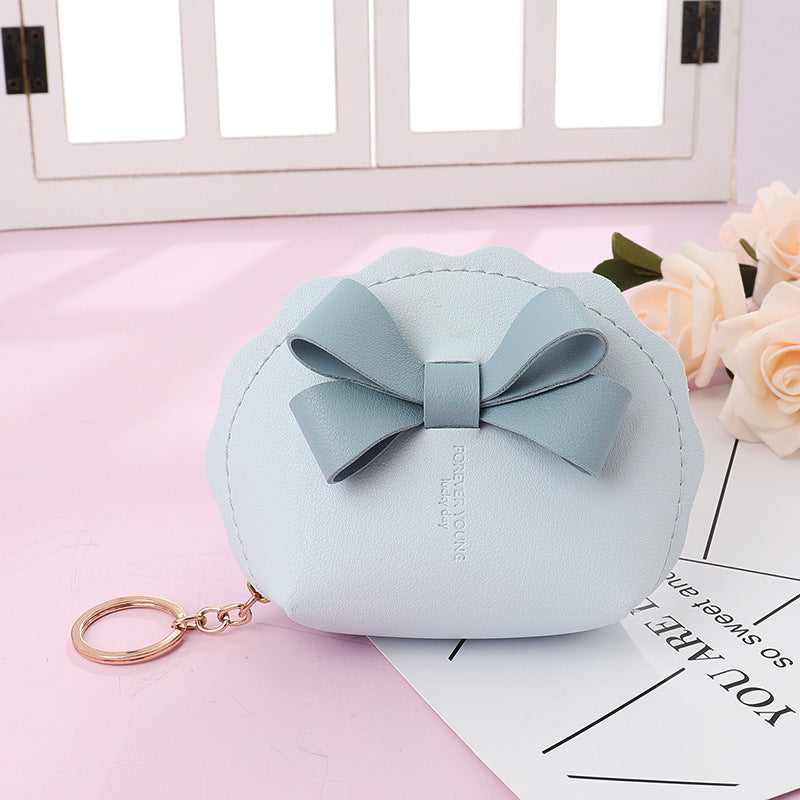 Wholesale Bowknot PU Leather Mini Wallet Portable Coin Bag Keychain